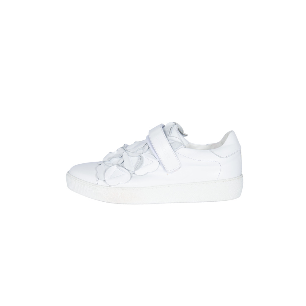 MONCLER White Leather Sneakers with Floral Accent Size 39